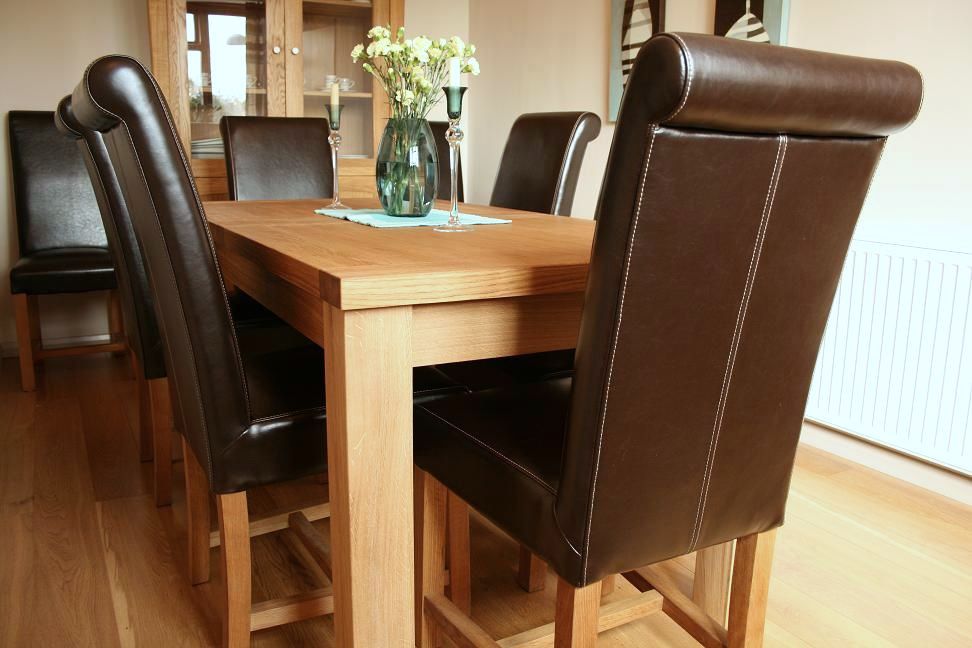 Luxury Tuscan Leather Dining Chair with Tallinn Table