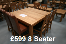 NEW 140cm x 140cm Square oak table, �599, as shown in our showroom video