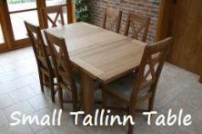 1.2 - 1.7m Tallinn extending table @ £389 and cross back solid oak chairs @ £99.99 each