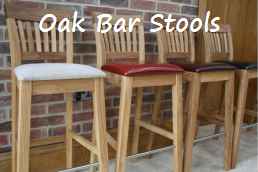 Java tall solid oak kitchen bar stools with leather seat pads