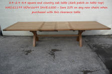 Table 6 - Country Oak 2.4 - 2.9 - 3.4m double extending cross leg oak dining table - Just £699 & 25% off all dining chairs when combined.