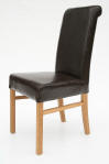 Emperor scroll back brown leather dining chairs